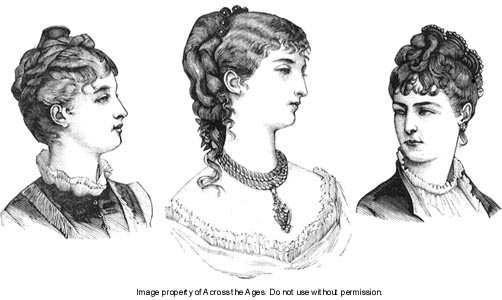 Below are two fashion plates with hairstyles of the late 19th century ...